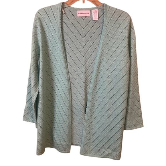 Alfred Dunner Mint Green 3/4 Sleeve Spring Cardigan Sweater Size M - Picture 1 of 6